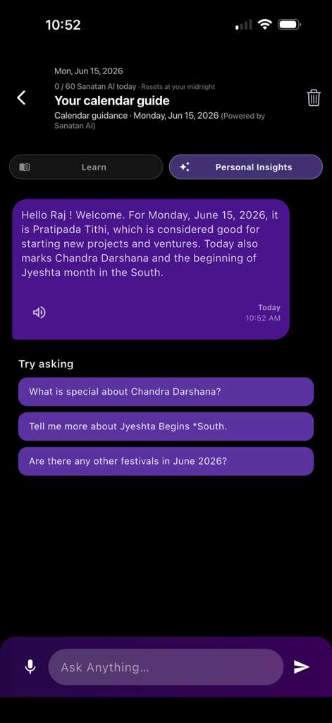Calendar AI — Sanatan app
